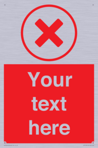 Custom red background, red cross in circle sign